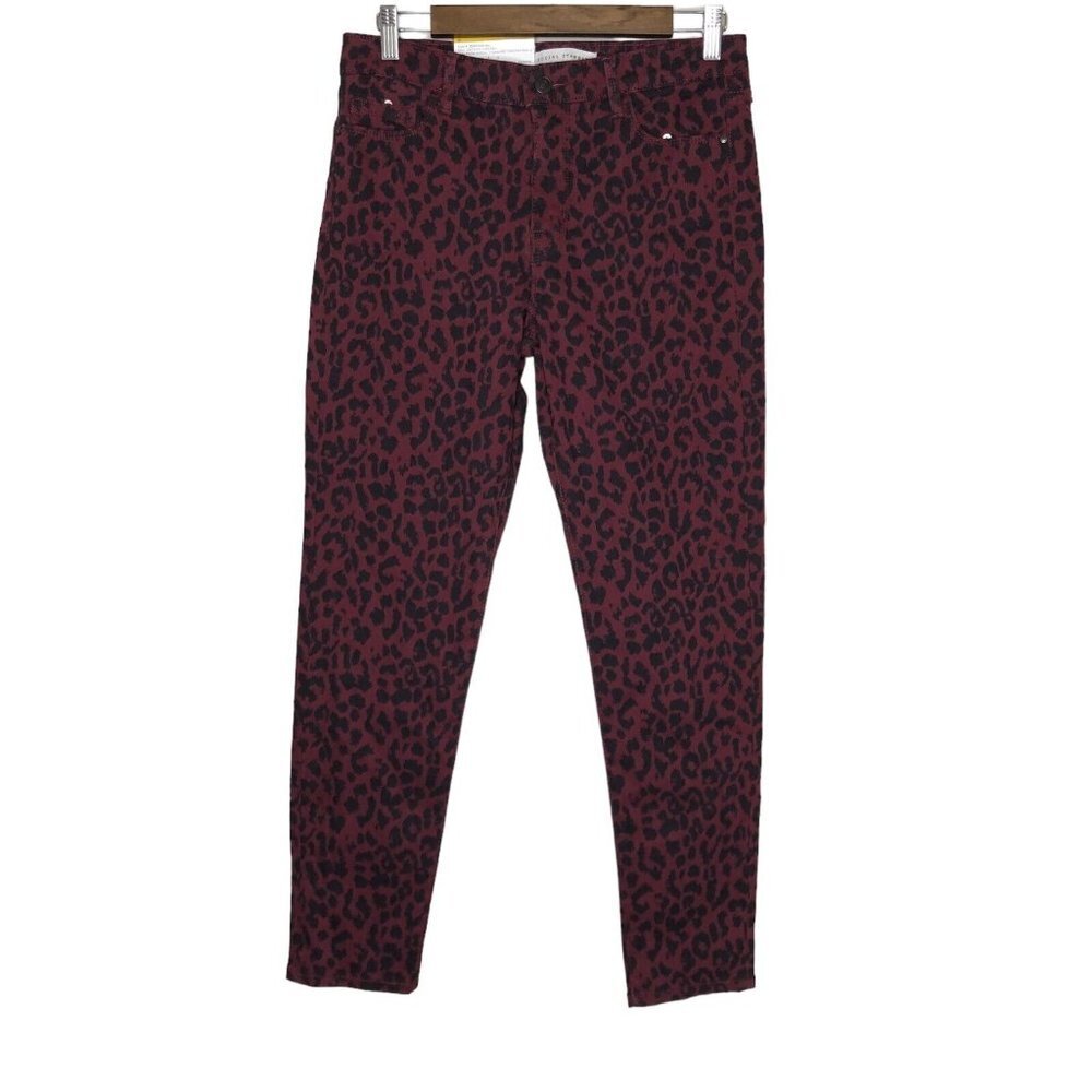 Social Standard by Sanctuary NWT Red Cheetah Mid Rise Ankle Skinny Pants Size 8